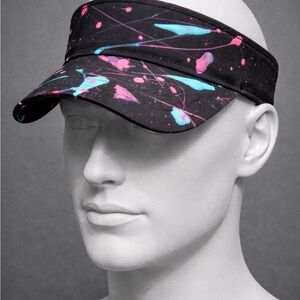 Black Visor Cap with Pink & blue Paint-Splatter